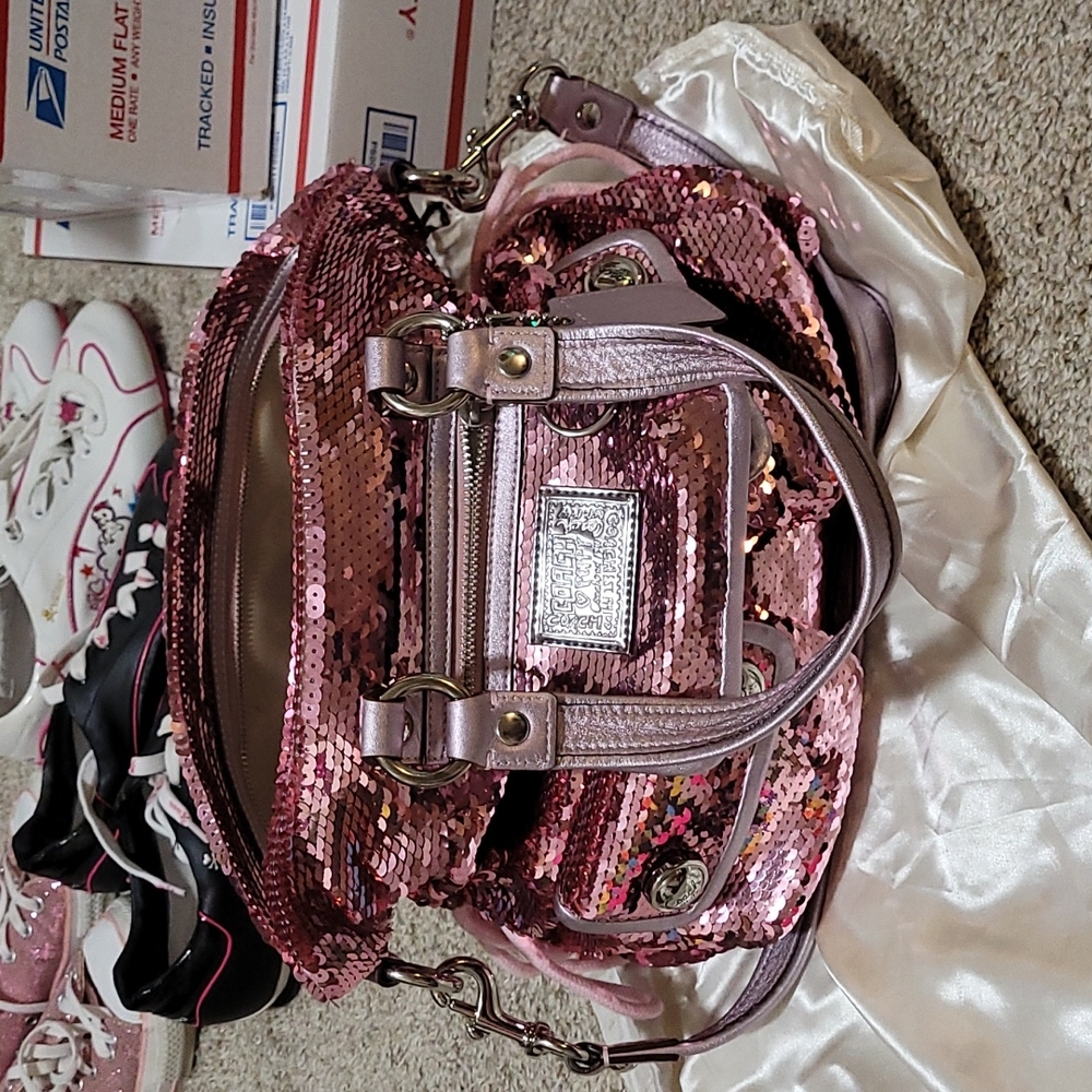 Coach poppy pink sequin bag 13821